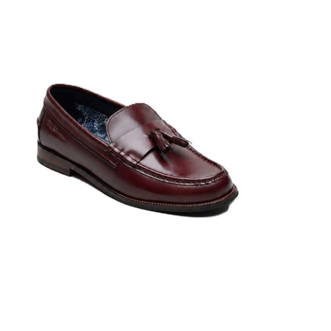 Ben Sherman Sid Brush Off Leer Heren Bordeaux Suede Instapschoenen