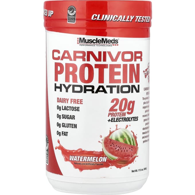 MuscleMeds, Carnivor Protein Hydration, Watermeloen, 17,5 oz (496 g)