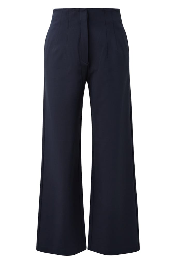 s.Oliver - female - Broek van elastische stof met hoge taille en wijde pijpen