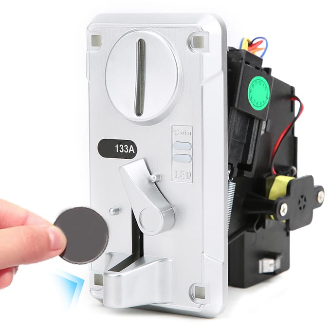 Vergelijkende Muntselector Box Acceptor CPU met LED-licht Klapdeksel voor Speelautomaat Zilver black