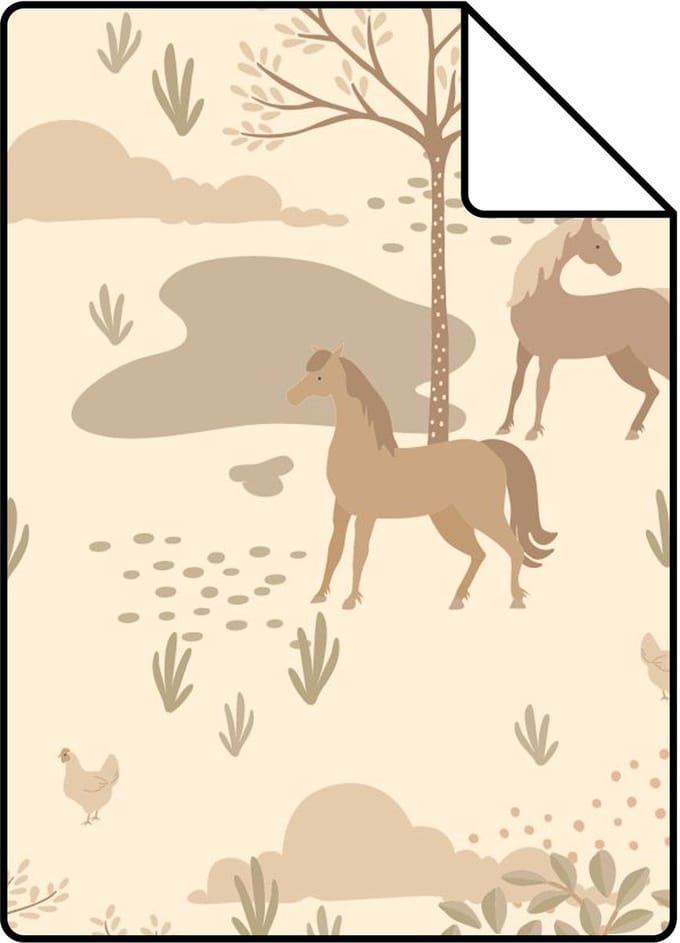 Proefstaal ESTAhome behang boerderij dieren beige - 26.5 x 21 cm - 131732-S