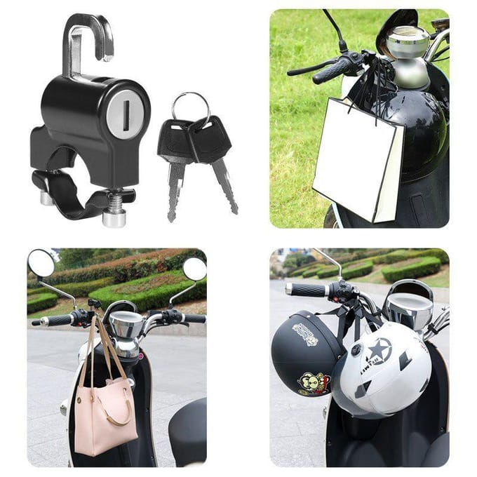 Serrure de casque de moto, serrure fixe antivol universelle pour vélos noir