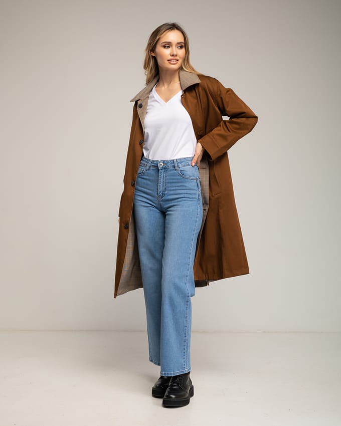 Basic wide leg jeans met een hoge taille.
