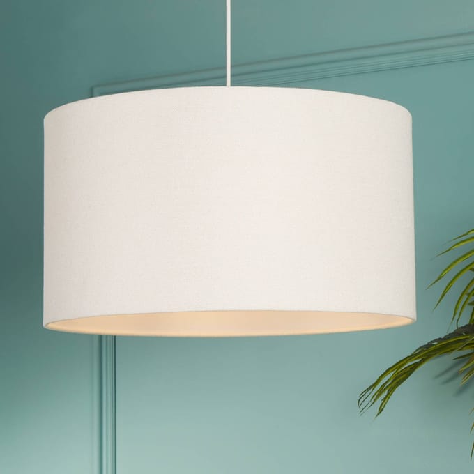 Searchlight Hanglamp Rayna, Ø 50 cm, wit, linnen, E27