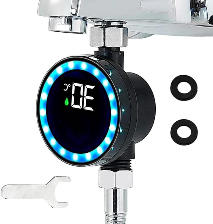 Douche Thermometer - Watertemperatuurmeter Bad - Veilig Douchen - Zonder Batterijen - 93 cm - Zilver