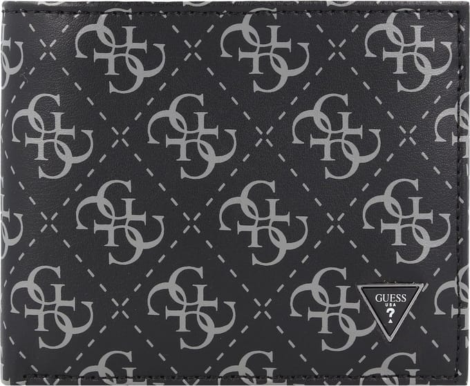 GUESS Leren portemonnee Mito Billfold Coin Wallet Dark Black zwart