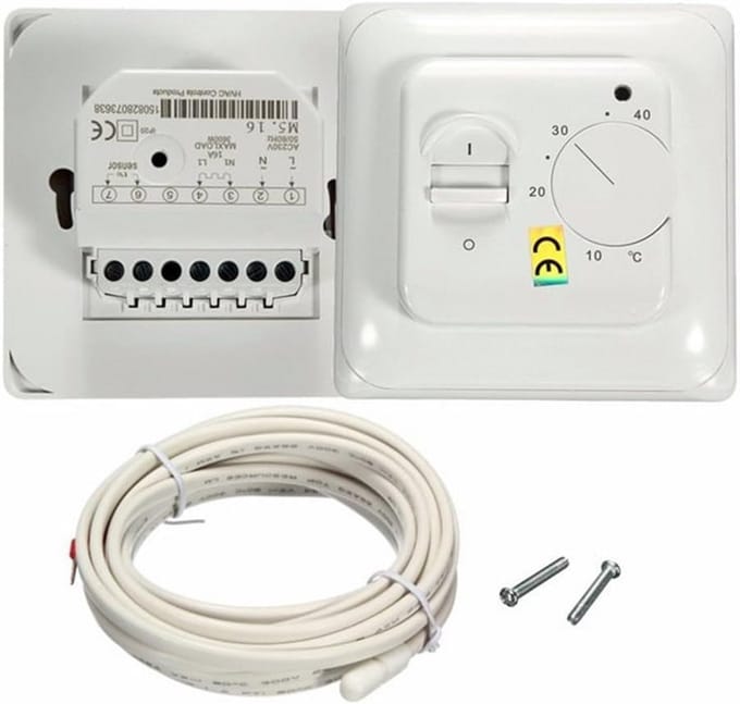 Witte Thermostaat voor Vloerverwarming en Airconditioning - Temperatuurregeling 16A, 230V