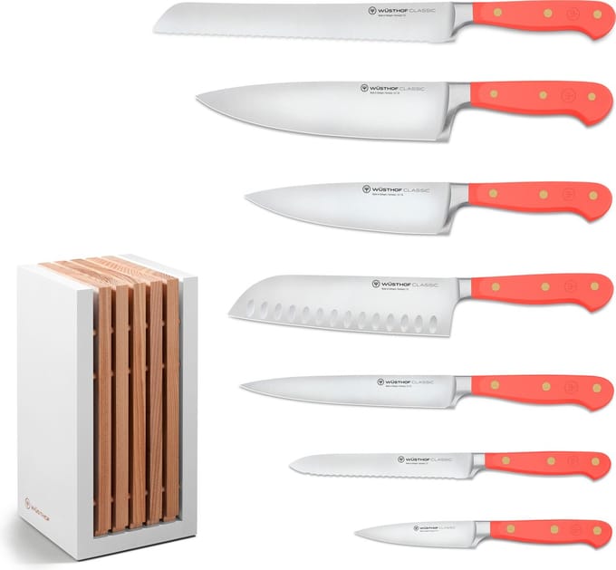 Wusthof - Classic Colour 7-delige messenset met blok Coral Peach