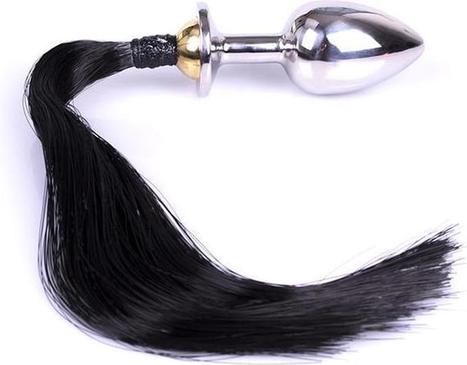 Buttplug met paardenstaart - zwart