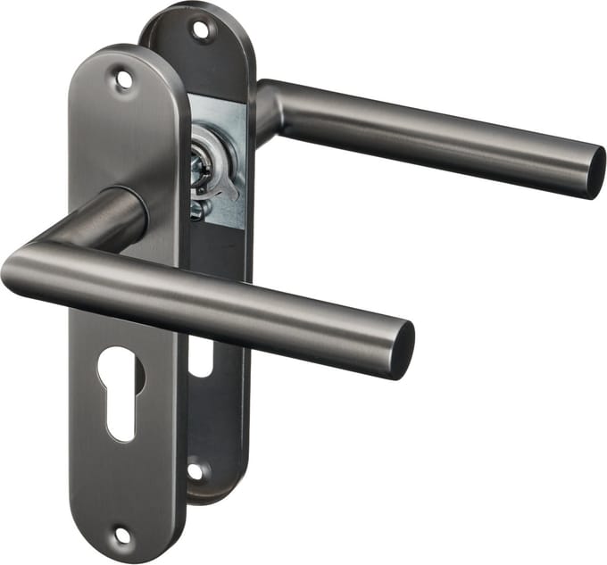 Silvano - Gun Metal Deurklink cilindergat - Kort Rond Schild