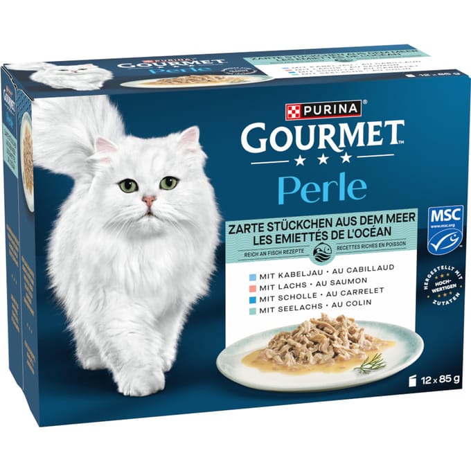 Gourmet Perle Gemengde Selectie 12 x 85 g - Malse stukjes zee in saus (4 varianten)