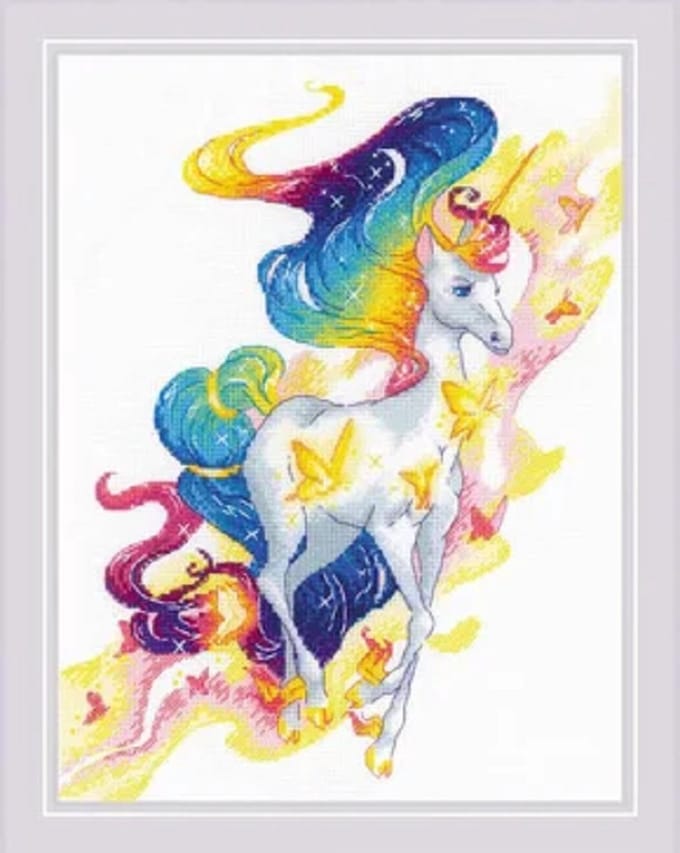 Borduurpakket - Regenboog Eenhoorn