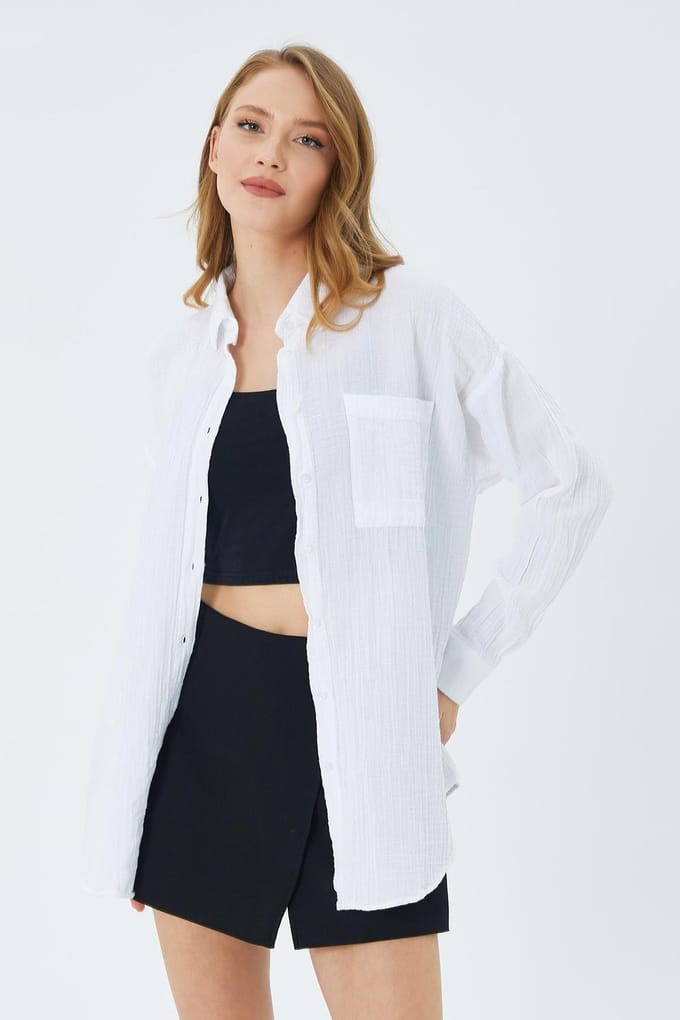 Oversized Shirt met Pocketdetail