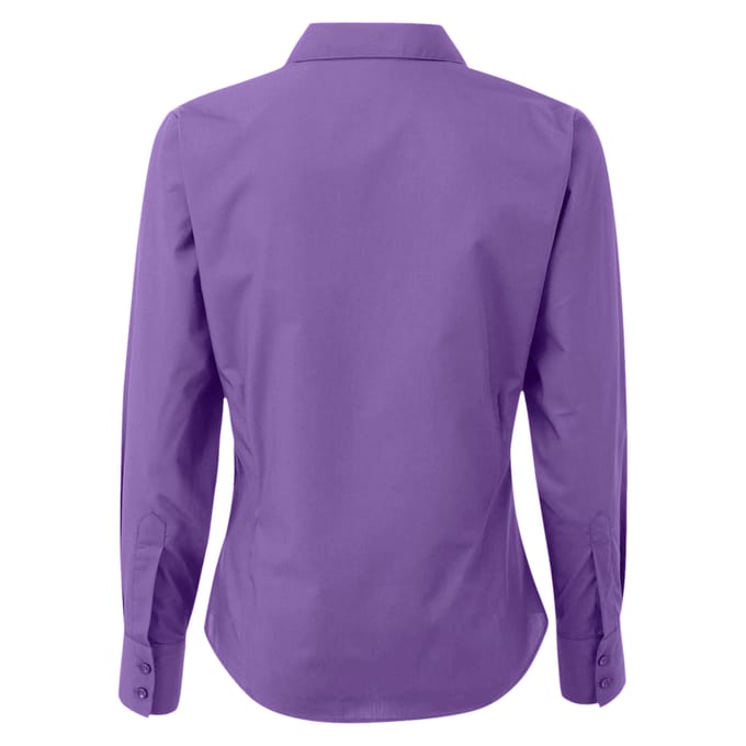 Premier Dames/Dames Popeline Blouse met Lange Mouwen (Rijke Violet)