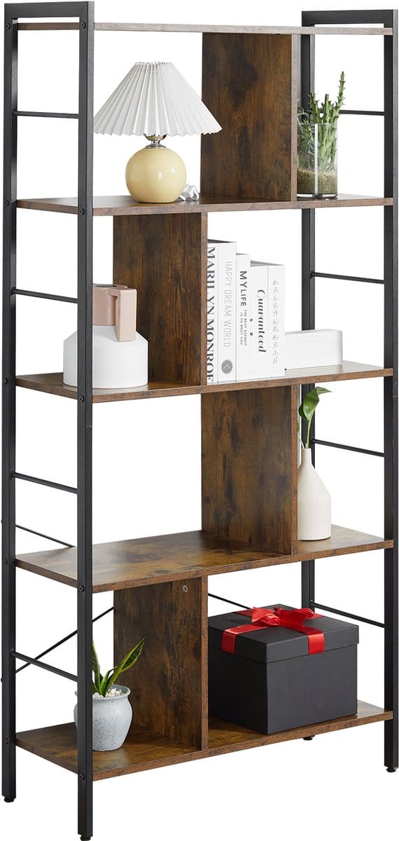 HOMCOM-Opbergplank-74x30x157,5cm-Spaanplaat-Rustiek Bruin
