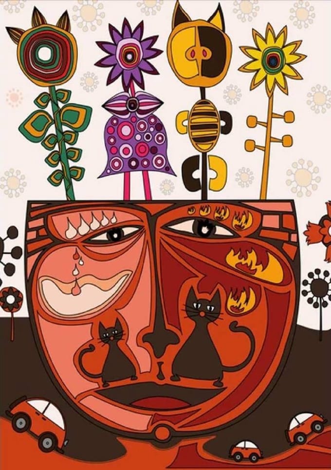 Magnolia puzzel Surrealist Cat - 1000 stukjes legpuzzel.