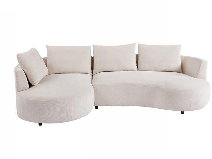 Vente-unique Hoekbank met hoek links van beige velours met textuur LOUSADO