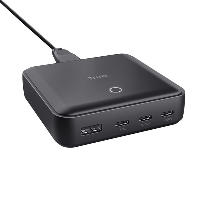 Trust Maxo - 100W USB-C Oplader - Oplaadstation - 4 Poorten - Power Delivery - Zwart