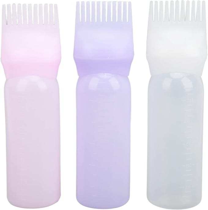 3-delige haarverf applicatorfles met maatverdeling, ideaal voor haarkleuring en stylingtools