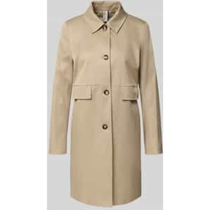 Regular fit lange jas met platte kraag model 'Mina'