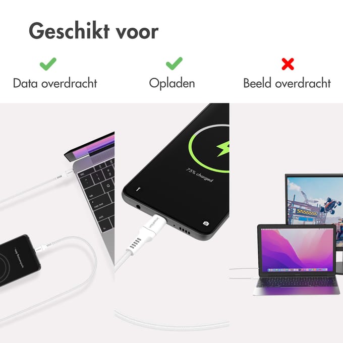 imoshion Kabel - USB C naar USB C Kabel - 3 meter - Snellader 60W - USB-C Oplader Kabel - Zwart