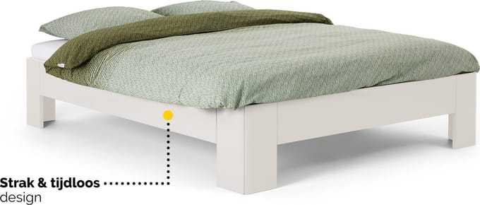 B Bright Fresh 400 Bed 90x200cm - Bedframe Wit - Eenpersoonsbedden - Instaphoogte: 40cm