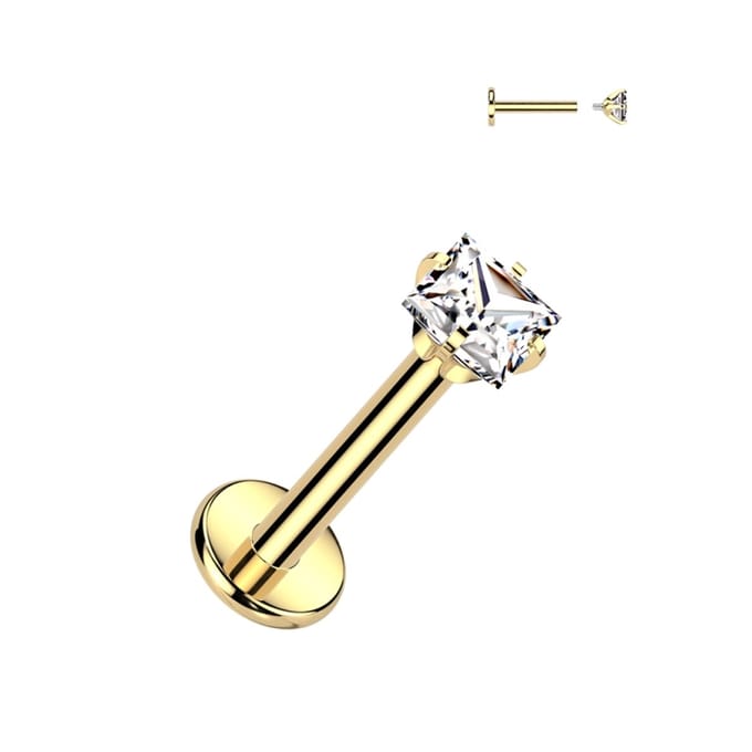 Piercing titanium vierkant top 1.2x6x3 - goud - LMPiercings