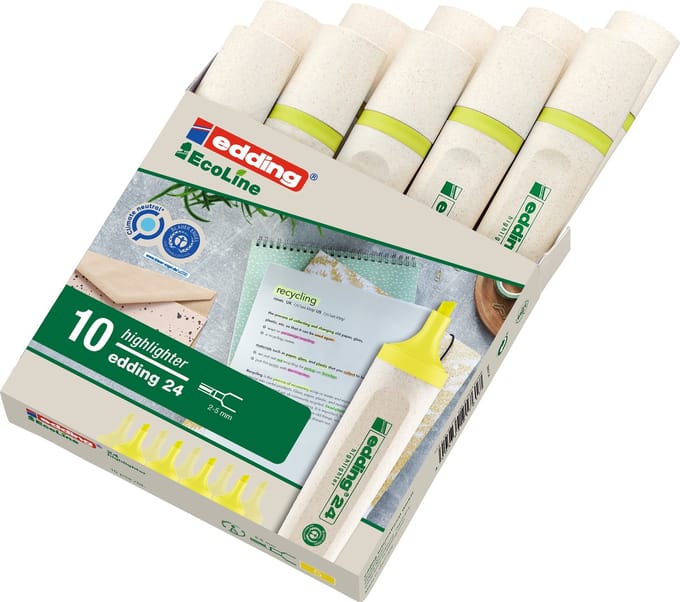 Markeerstift edding 24 ecoline pastelgeel | doos 10 stuks