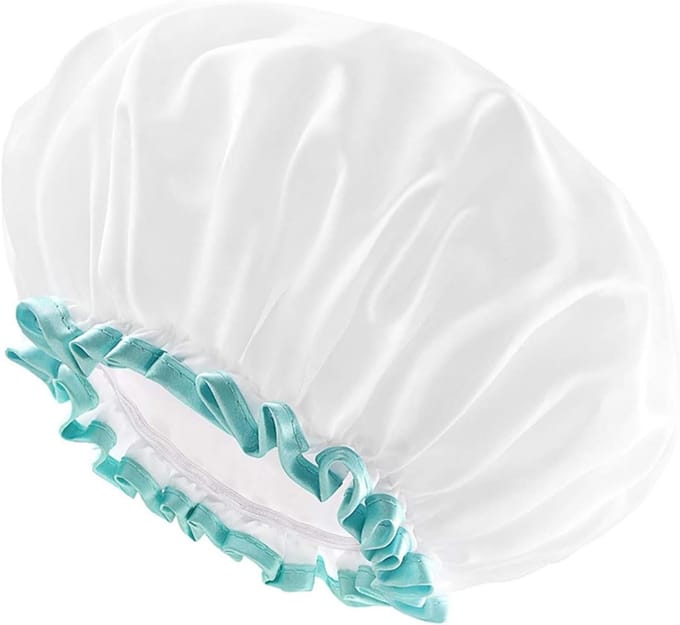 Waterdichte Douchcap voor Lang Haar, Wasbaar en Extra Groot, Dubbel Laags Zwemcap voor Dikker Haar en Vrouwen