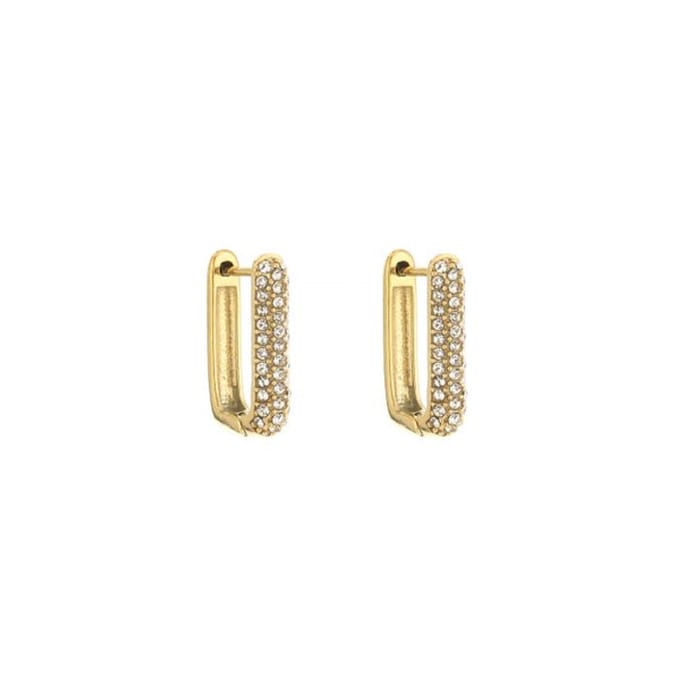 Bijoutheek Oorring Square Strass Goud