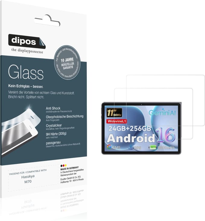 dipos – 2x Pantserfolie geschikt voor Hasskya M70 | 9H Screenprotector