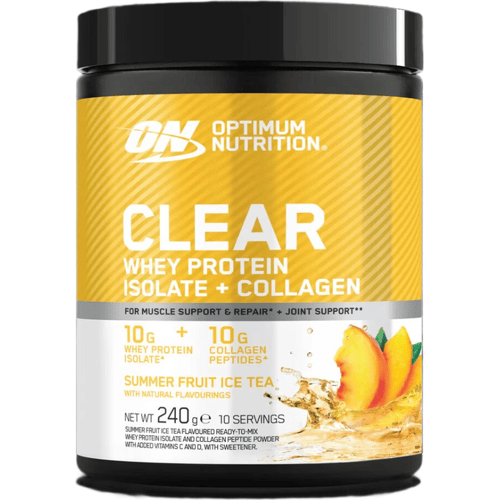 Optimum Nutrition Clear Whey Protein Isolate + Collagen - Summer Fruit Ice Tea Proteine Poeder - Eiwitshake - Eitwit Limonade - 240 gram (10 servings)