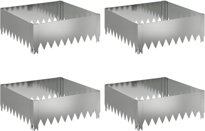 vidaXL - Gazonrand - 4 - st - 60 - x - 60 - x - 20 - cm - Staal - Zilverkleurig