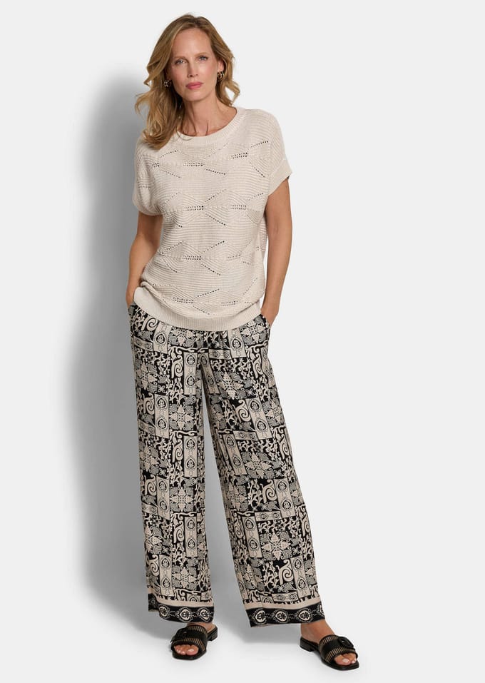 Ajourpullover met een mooie glans - steengrijs - Gr. 21 van Goldner Fashion