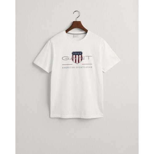 Gant T-Shirt Archive Graphic Chest Shield Print Crew Neck Wit / male