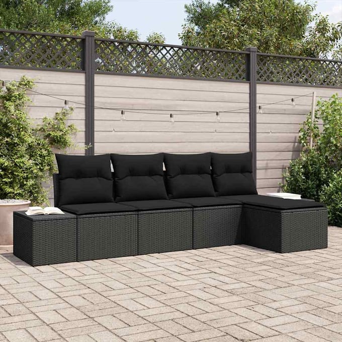 vidaXL Tuin Sofa Set 5 st Zwart poly rattan