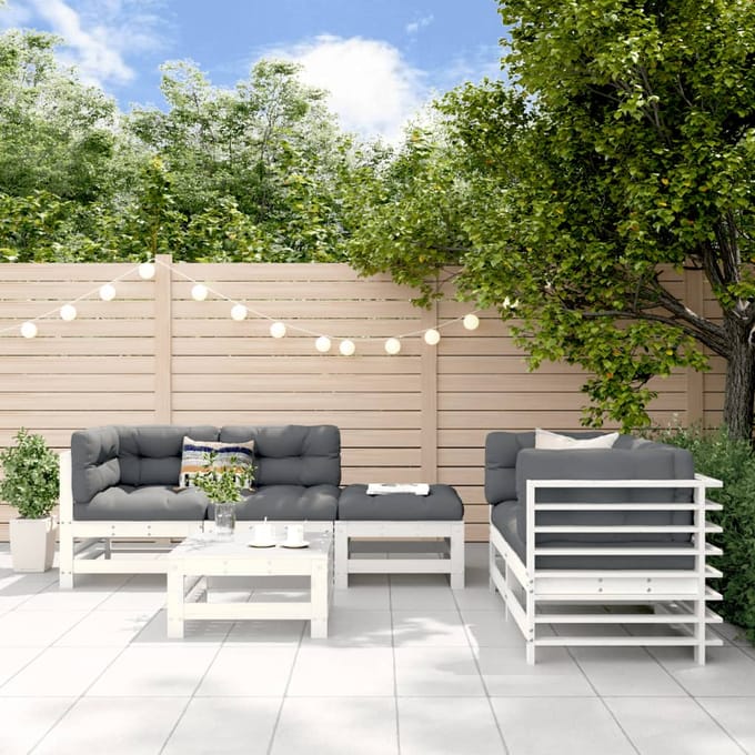vidaXL - 6-delige - Loungeset - massief - grenenhout - wit