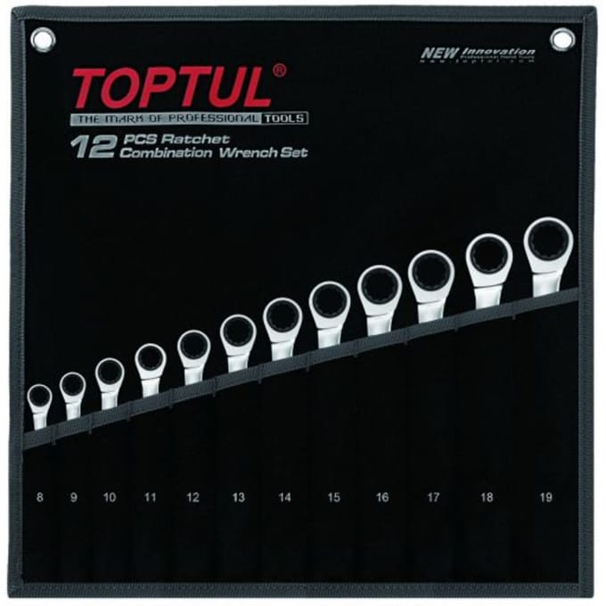 Combinatie sleutel set TOPTUL 12Stk 8 9 10 11 12 13 14 15 16 17 18 19mm