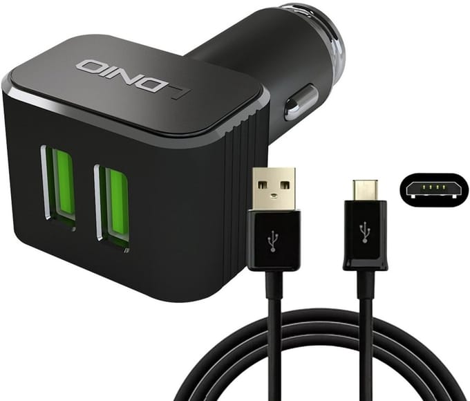 Auto Oplader - USB A naar Micro USB Kabel (1M) & Auto Stekker - USB A Snel Lader 36W - Autolader