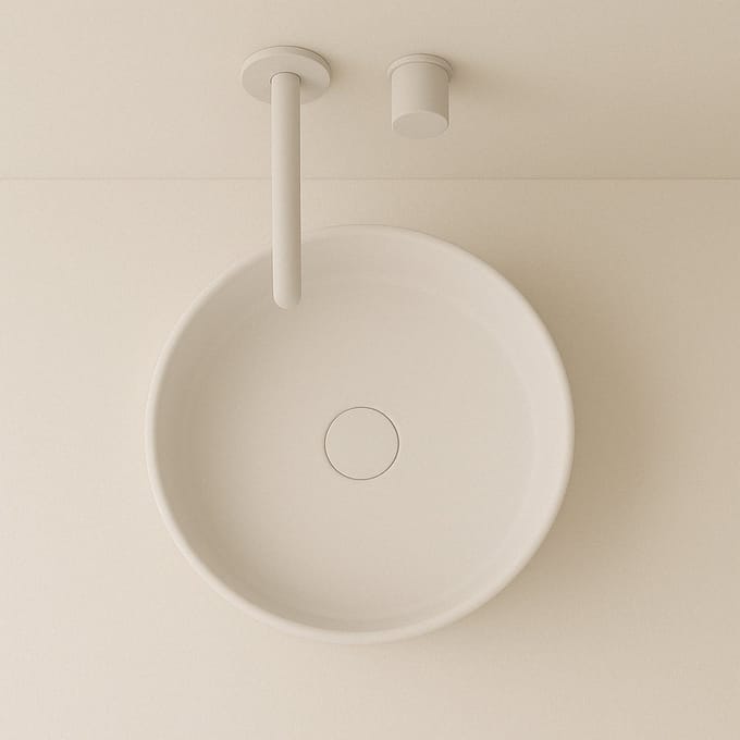 AquaVik Waskom Länk Keramiek Rond 40x12 Mat Wit