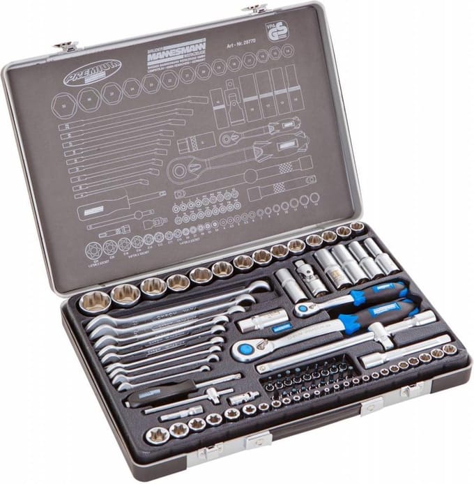Mannesmann gereedschapset - 82-delig - Opnames 1/4" en 1/2" - Chrome Vanadium