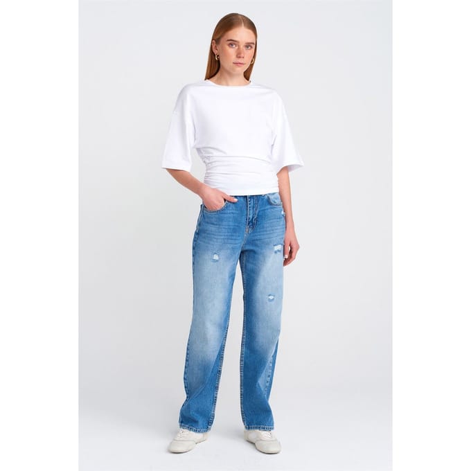 Hooggerichte Wijde Pijp Moeder Jeans