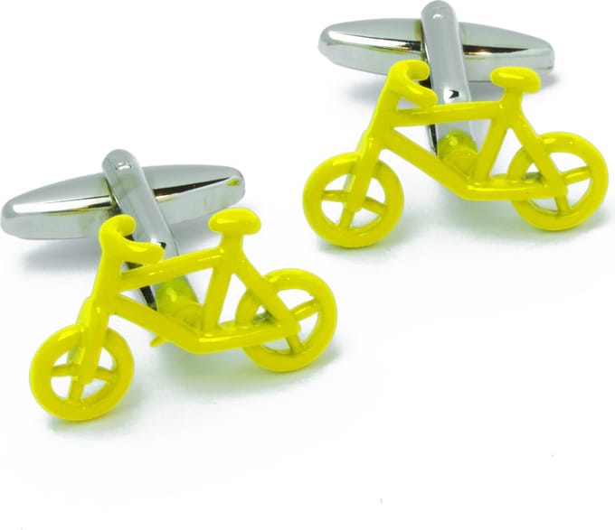 Manchetknopen - Fiets Stadsfiets Geel Emaille