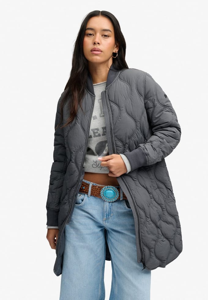 Superdry - Lange Onion Quilt Liner Jas - Dames - Gewatteerde jassen