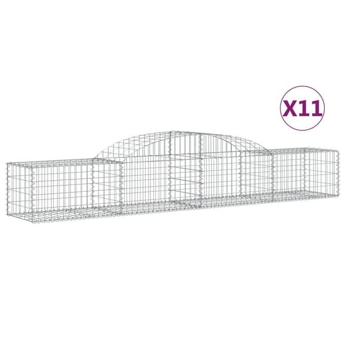 vidaXL - Schanskorven - 11 - st - gewelfd - 300x50x40/60 - cm - gegalvaniseerd - ijzer