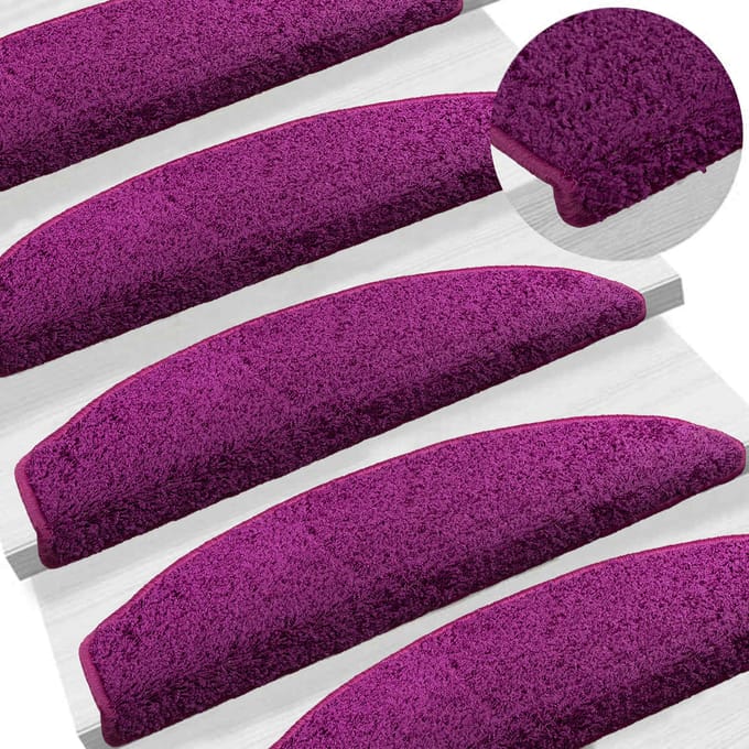 vidaXL - Zelfklevende - trapmatten - 15 - st - 80 - x - 24,5 - x - 3,5 - cm - Violet