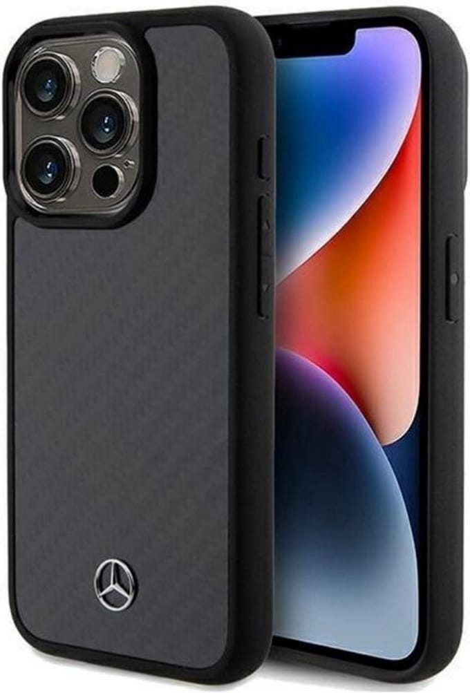 Mercedes-Benz Carbon Back Case - Geschikt voor Apple iPhone 15 Pro Max (6.7") - Zwart