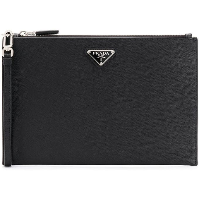 Sac de Soirée en Cuir Horizontal avec Logo Prada Moyen Noir Sac de Soirée Homme 2NH005-PN9-F0002 Basic Set (Bag+Dust Bag) black
