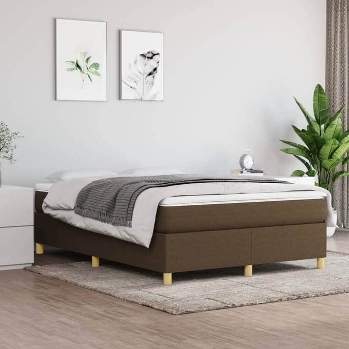 vidaXL - Boxspring - bed - stof - donkerbruin - 140x190 - cm