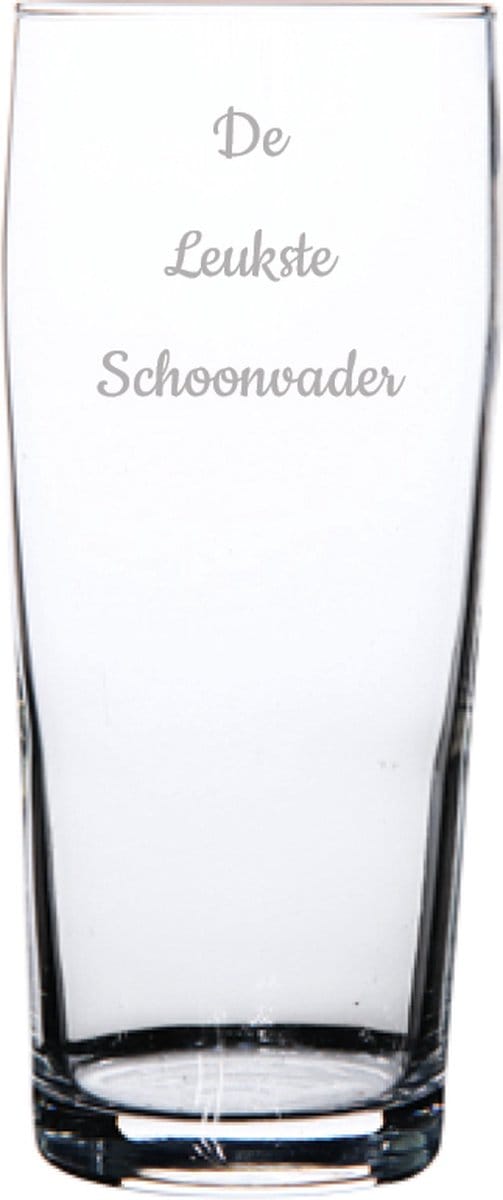 Gegraveerde bierfluitje 19cl De Leukste Schoonvader